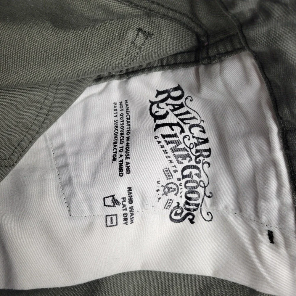 Railcar Fine Goods Flight Trousers Mens 31 Olive Green Canvas Slim Straight USA